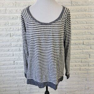 Bobbie Brooks Womens Top 2X Plus Tee Long Sleeve Gray Stripe Comfy STR48E